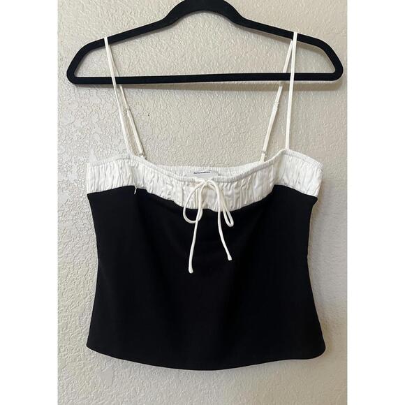 New REFORMATION Sadie Knit Top In Black and White Size L $118 - Picture 1 of 9